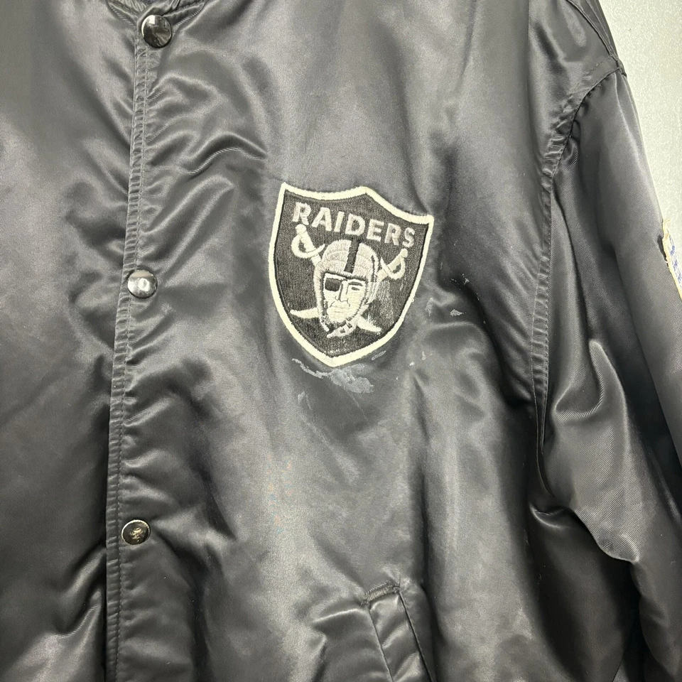 Vintage Los Angeles Raiders Black Starter Jacket XL Las Vegas Oakland Bomber - Image 4 of 4