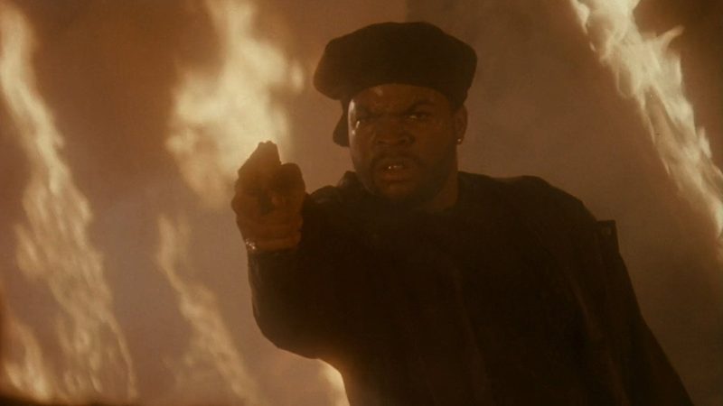 Ice Cube as Savon amid the flames in Trespass 1992