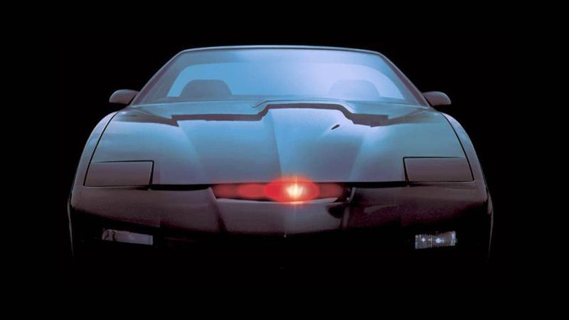 KITT front red scanner light glowing, the Knight Rider talking car