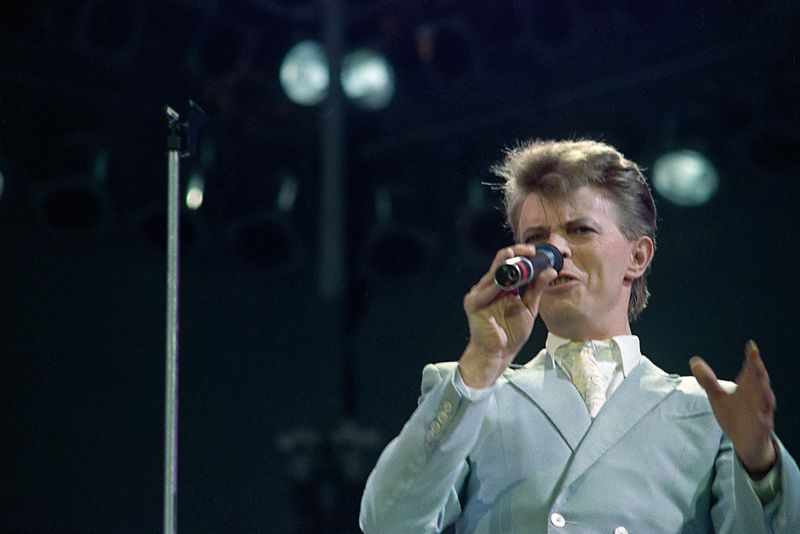 David Bowie performing at Live Aid Wembley Stadium 1985