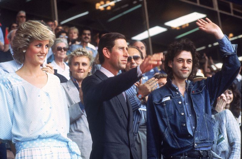 Princess Diana Prince Charles and Bob Geldof at Live Aid 1985
