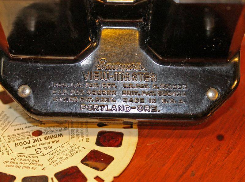 Sawyer's View-Master Portland Oregon embossing with a Winnie the Pooh reel