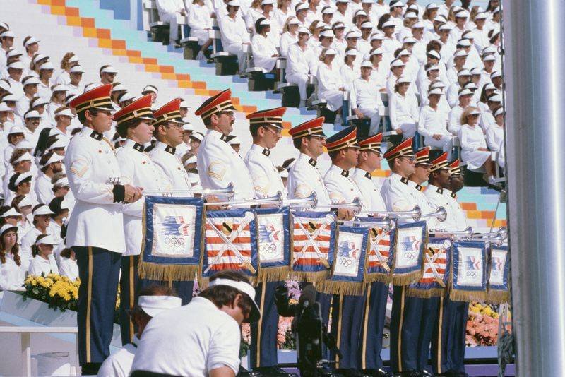 US Army Band performing at the 1984 Summer Olympics opening ceremony in Los Angeles