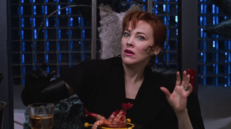 Catherine O'Hara as Delia Deetz in the famous Beetlejuice 1988 dinner scene