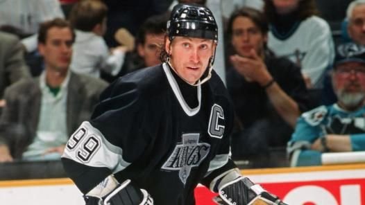Wayne Gretzky wearing number 99 Los Angeles Kings jersey