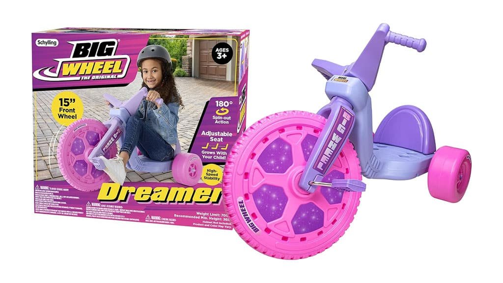 The 2026 Big Wheel Dreamer toy model box and product shot in purple and pink