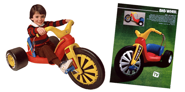 Vintage Big Wheel toy catalog page and product photo from the 1970s