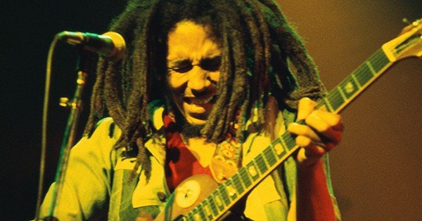 Bob Marley performing live at the Rainbow Theatre, London, June 1977