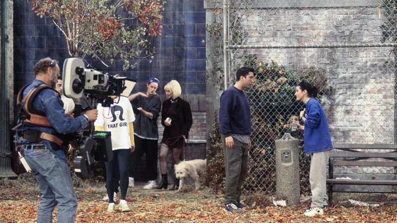 Behind the scenes filming of Friends season 1 in 1994 with camera crew