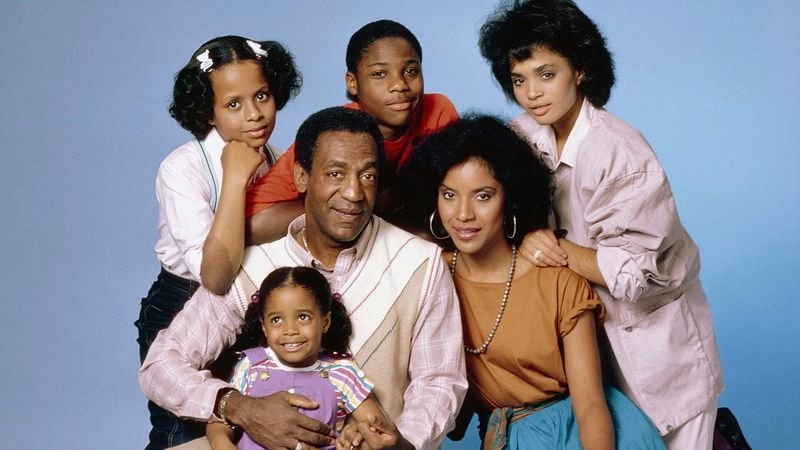 Cosby Show family portrait pink background 1985 season two