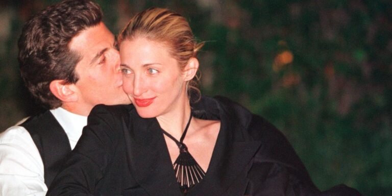 John F. Kennedy Jr. kissing Carolyn Bessette Kennedy after their September 21 1996 wedding