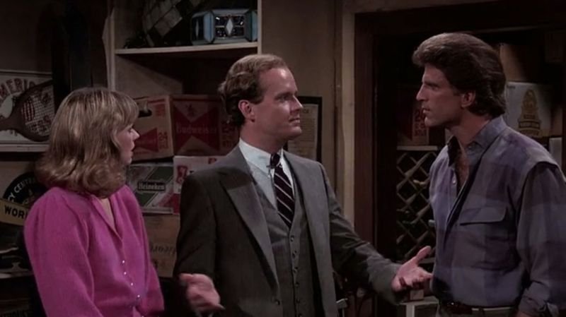 Frasier Crane in Cheers bar with Sam and Diane 1980s