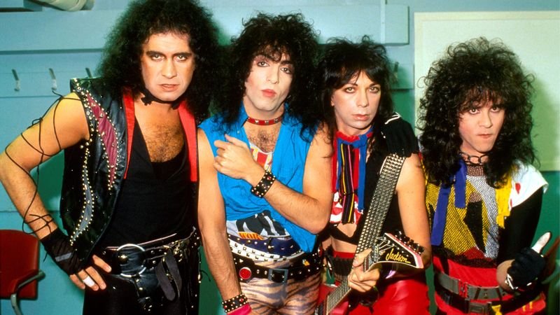 KISS band photo without makeup during the 1984 tour