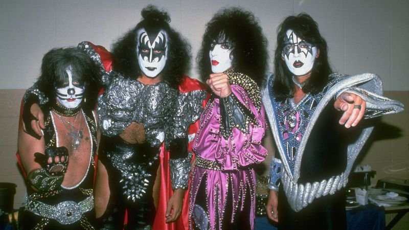 Original KISS lineup Gene Simmons Paul Stanley Ace Frehley Peter Criss in full makeup 1970s
