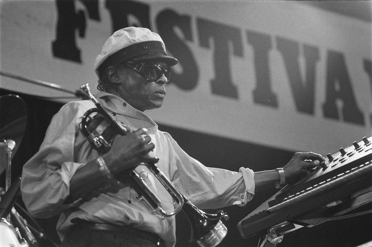 Miles Davis performing live at the North Sea Jazz Festival in 1984