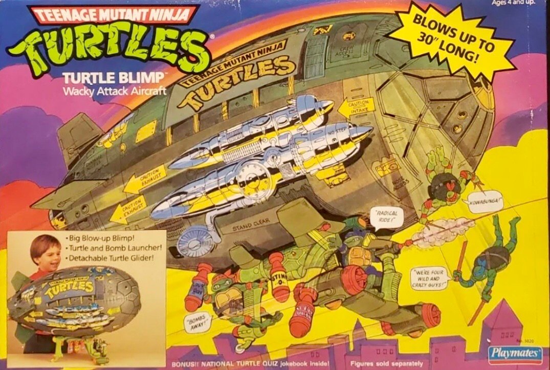 Vintage 1988 Playmates Teenage Mutant Ninja Turtles Turtle Blimp toy box art