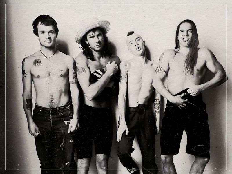 Red Hot Chili Peppers group portrait from 1991, the year Blood Sugar Sex Magik was released