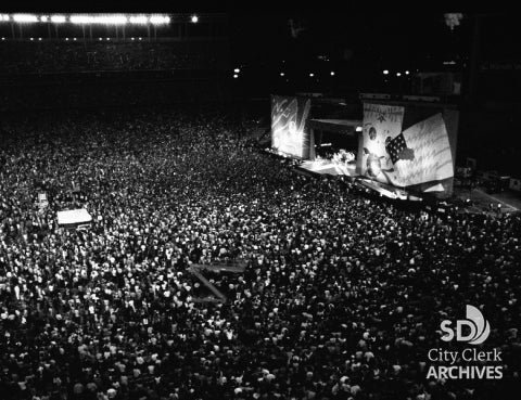 The crowd at Jack Murphy Stadium in San Diego during the Rolling Stones 1981 American Tour