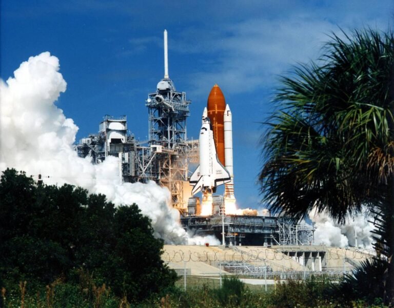 Space Shuttle Discovery launches from Kennedy Space Center on STS-26, September 29, 1988