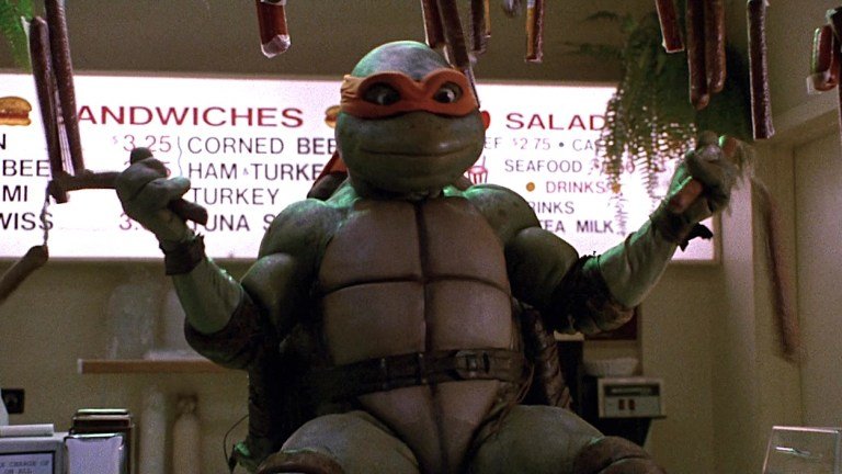 Michelangelo scene from Secret of the Ooze that was censored in the UK Hero Turtles version