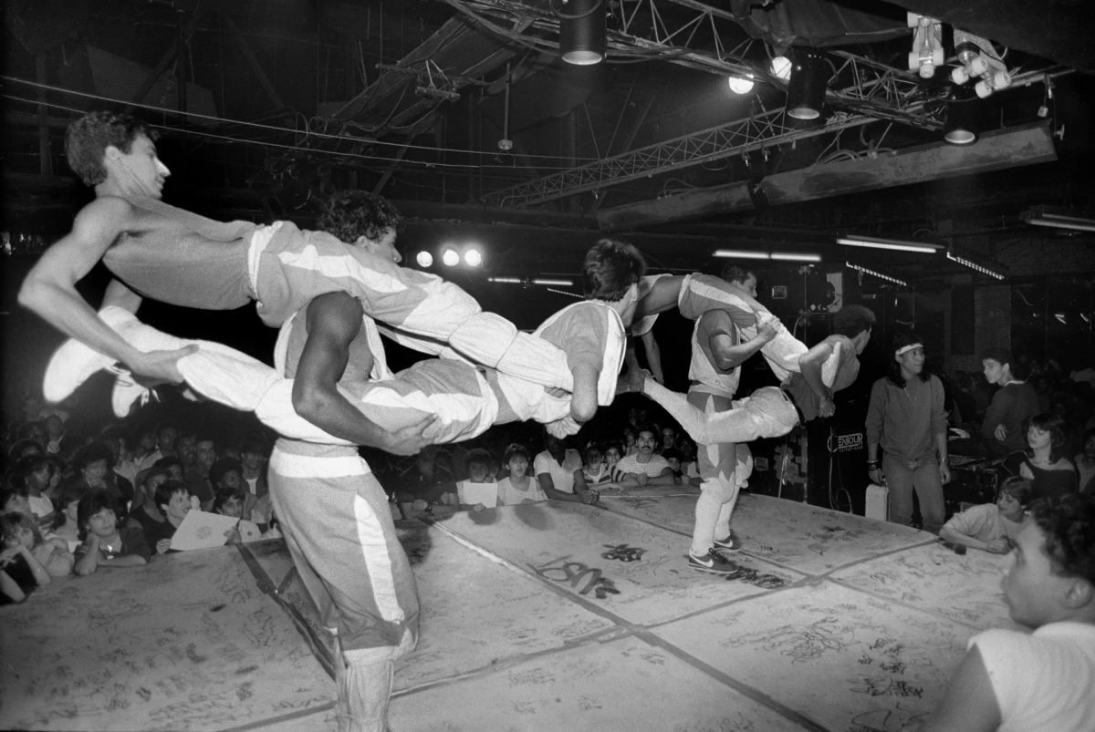 Breakdancers at the Roxy nightclub in New York City, early 1980s