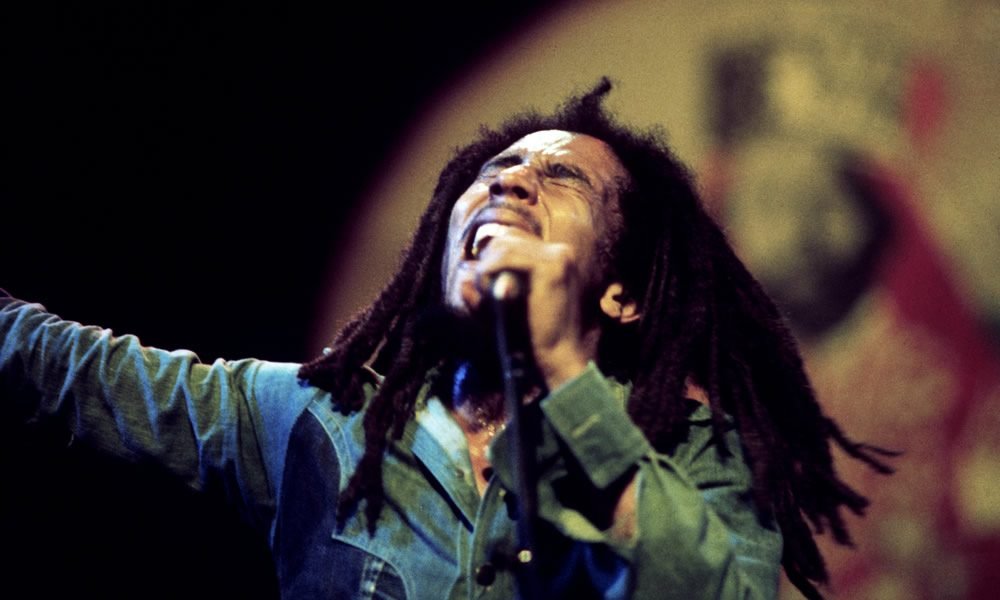 Bob Marley performing live at the Rainbow Theatre, Exodus Tour, London 1977