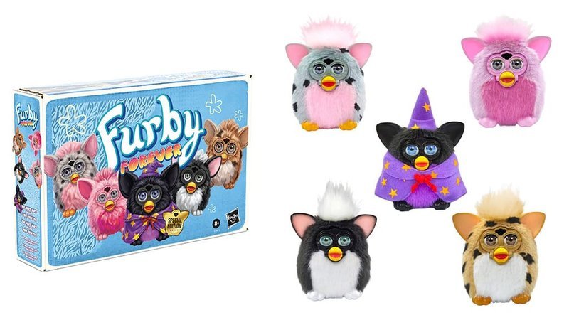 Close-up of the miniature figures in Hasbro's 2026 Furby Forever Collector Pack