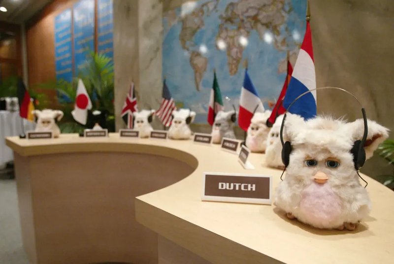 A new generation Furby model unveiled publicly in New York in 2005