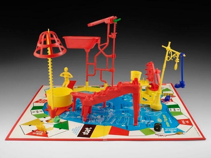 Mouse Trap board game in the Victoria and Albert Museum collection with red and yellow pieces
