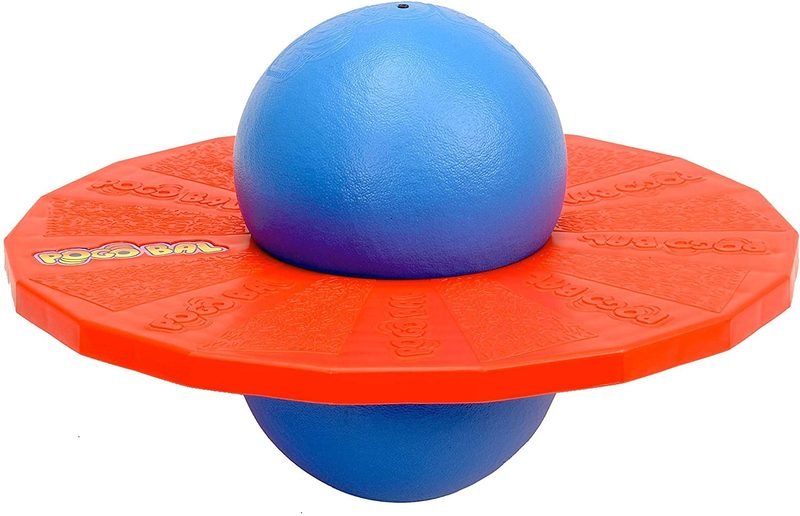 The modern reissued Pogo Ball in blue and orange