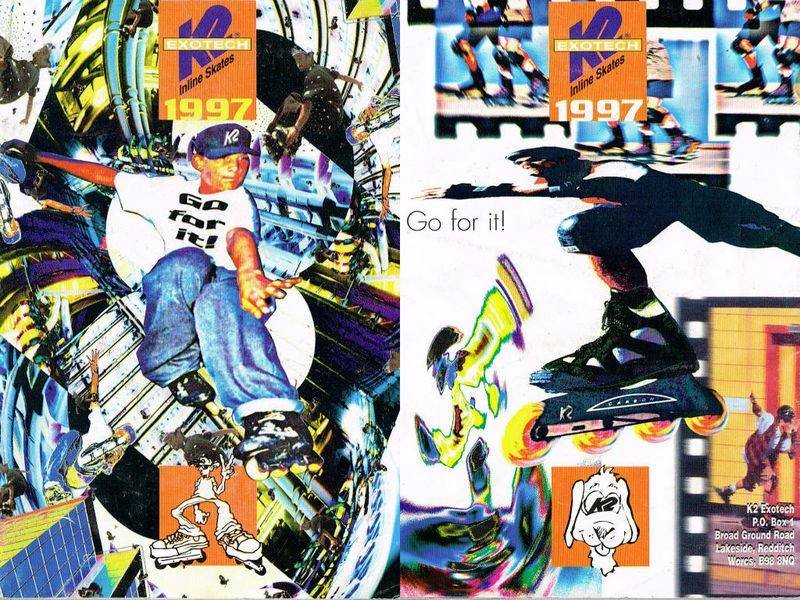 K2 inline skates 1997 catalog advertisement with Go for it slogan