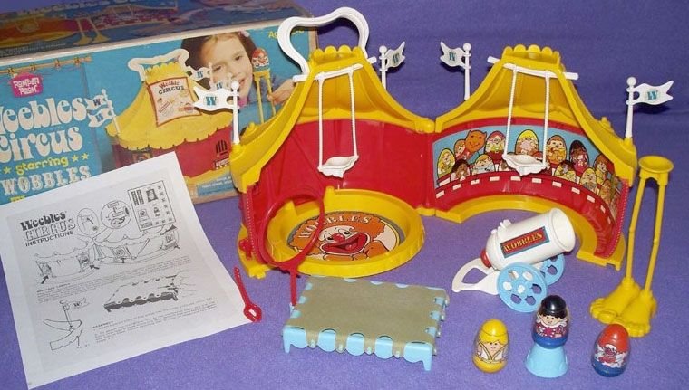 Weebles Circus playset box with ringmaster and acrobat figures
