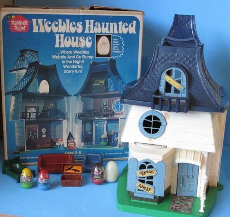 Weebles Haunted House playset box with glow-in-the-dark ghost figure